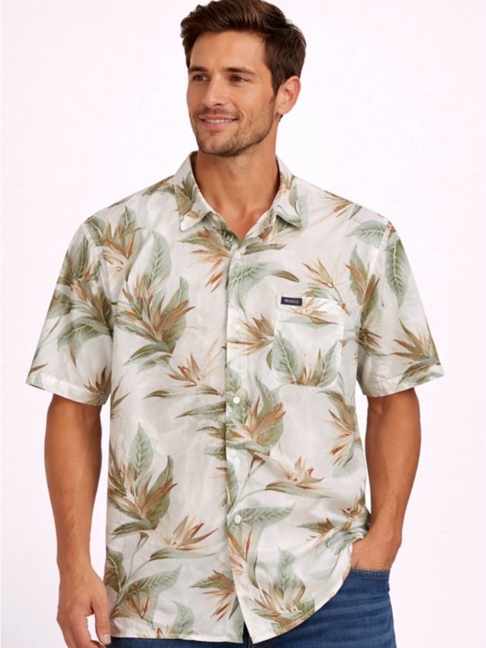 BALI Tropical Hawaiian Shirt Men’s M 100% Viscose Floral(A431)✨